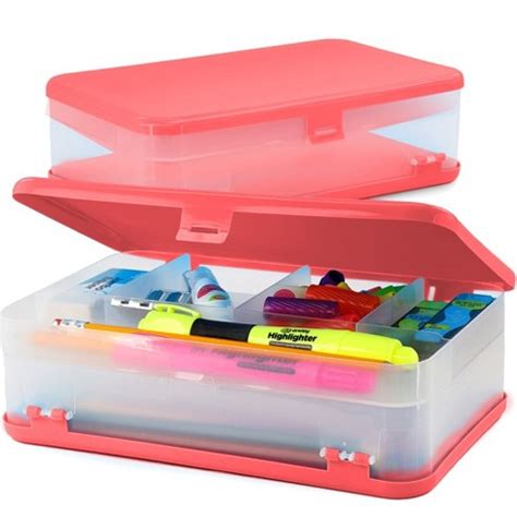 metal pencil box red|double deck large pencil box.